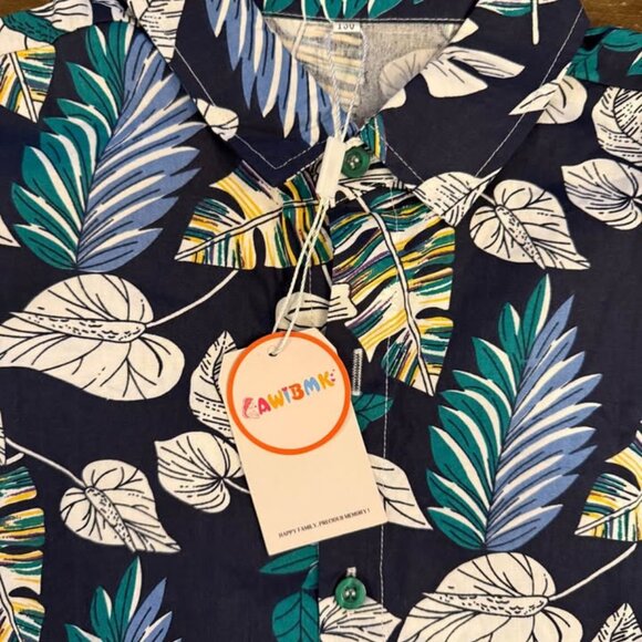 Daddy & Me NWT Matching Hawaiian Shirts-Awibmk Brand-L (Adult) 130 & 120 (Kids) - Picture 4 of 7